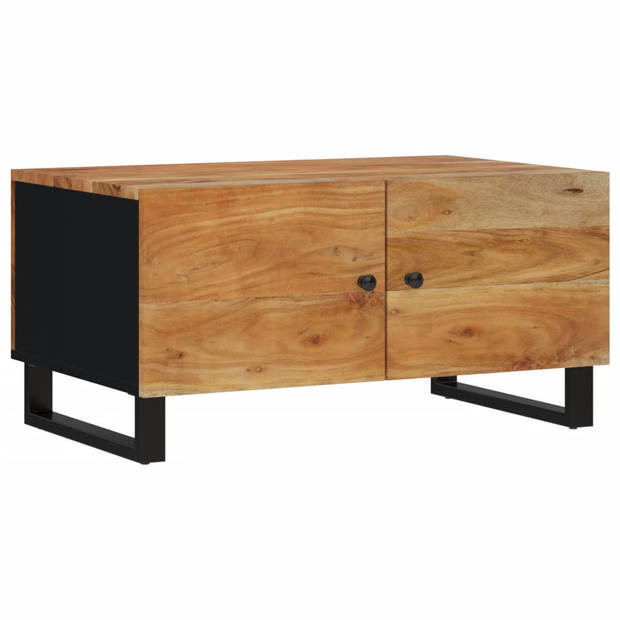 The Living Store Salontafel Massief Acaciahout - Houten Bijzettafel met Opbergruimte - Stevig Tafelblad - Praktische