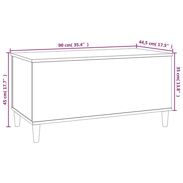 The Living Store Salontafel Lift-top Sonoma Eiken 90x44.5x45cm