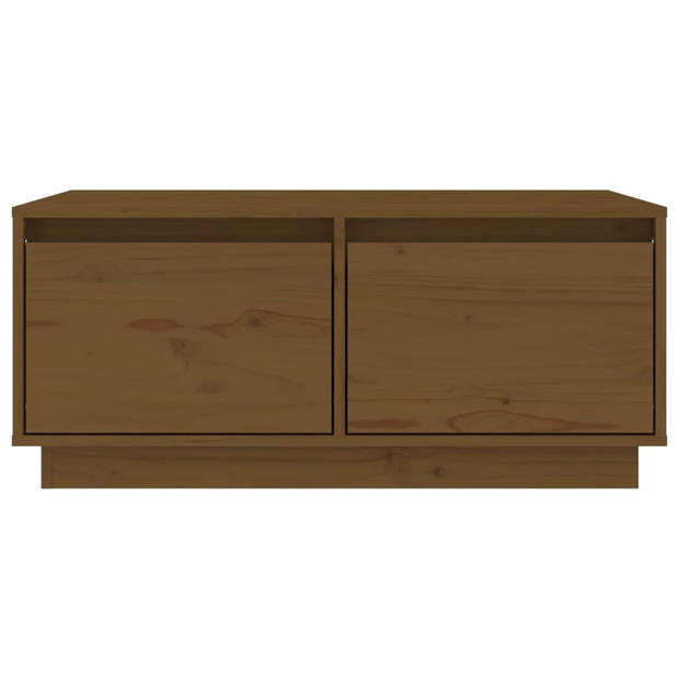 The Living Store Salontafel Grenenhout - Bijzettafel met 2 lades - 80 x 50 x 35 cm - Honingbruin