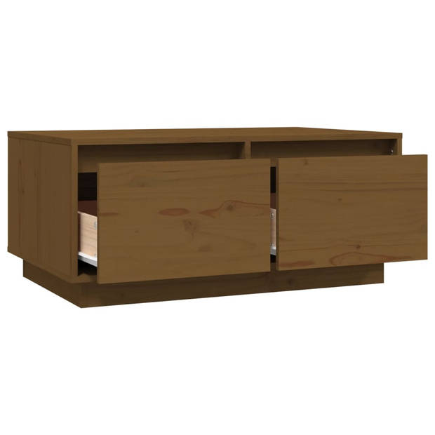 The Living Store Salontafel Grenenhout - Bijzettafel met 2 lades - 80 x 50 x 35 cm - Honingbruin