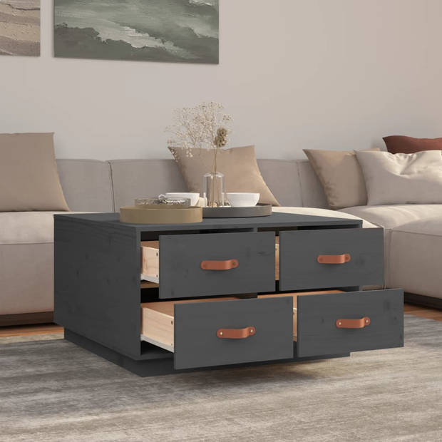 The Living Store Salontafel Grenenhout - 80 x 80 x 45 cm - 4 Lades