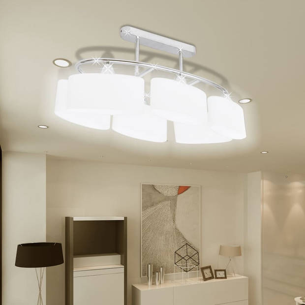 The Living Store Plafondlamp - 6 glazen kappen - modern ontwerp - chroomafwerking - 550 x 250 x 275 mm - geschikt voor
