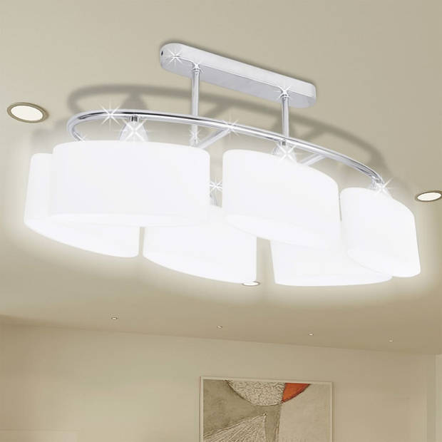 The Living Store Plafondlamp - 6 glazen kappen - modern ontwerp - chroomafwerking - 550 x 250 x 275 mm - geschikt voor