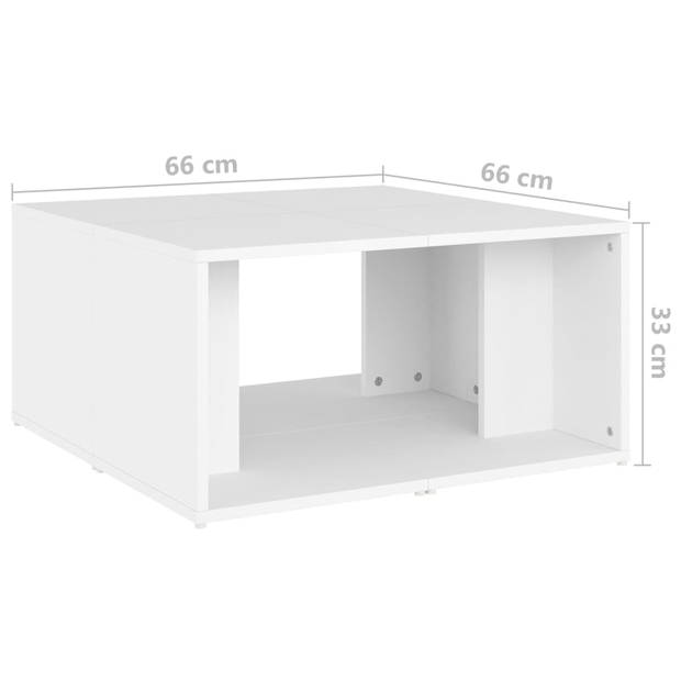 The Living Store Salontafel Set - Wit - 66 x 66 x 33 cm - Bewerkt hout