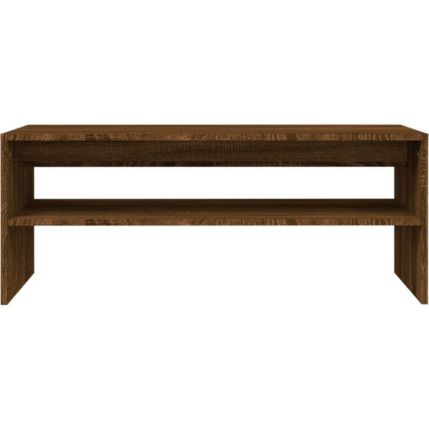 The Living Store Salontafel Bruineiken 100x40x40 cm - Duurzaam bewerkt hout - Open schap - Stevig tafelblad