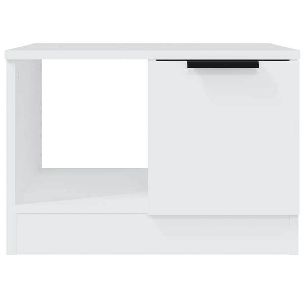 The Living Store Salontafel - bewerkt hout - wit - 50 x 50 x 36 cm - opbergruimte