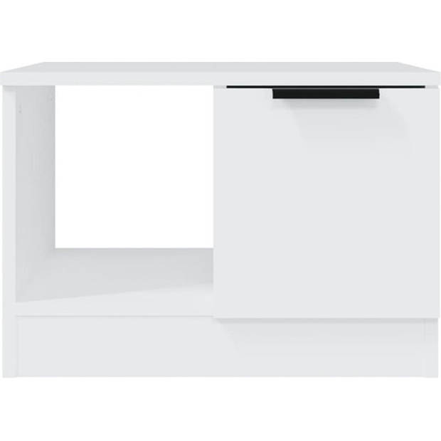 The Living Store Salontafel - bewerkt hout - wit - 50 x 50 x 36 cm - opbergruimte