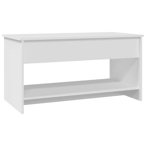 The Living Store Salontafel - Verstelbaar - Opbergruimte - Wit - 102x50x52.5 cm