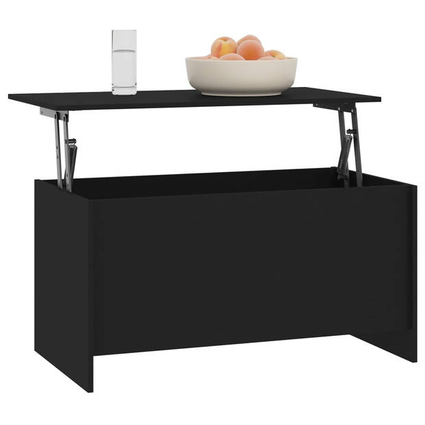 The Living Store Salontafel Zwart - Lift-Top - Opbergoplossing - Eenvoudig te reinigen - Veelzijdige tafel -