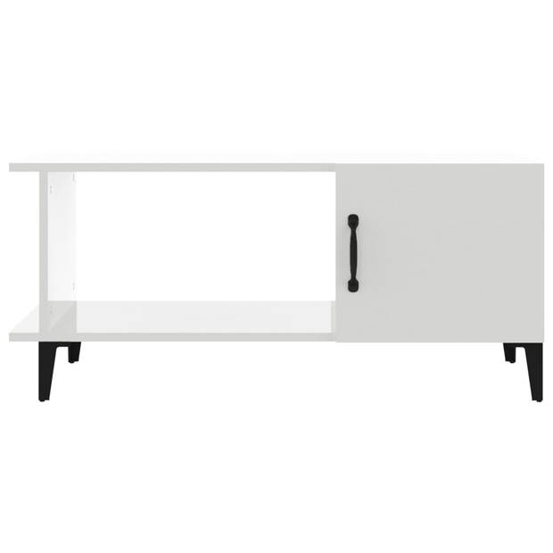 The Living Store Salontafel Industrieel - Hoogglans Wit - 90 x 50 x 40 cm