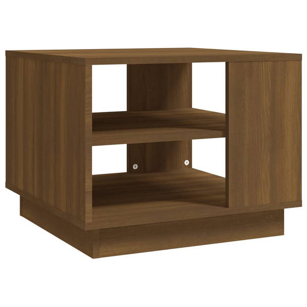 The Living Store Banktafel - Salontafel - 55 x 55 x 43 cm - Bruineiken materiaal