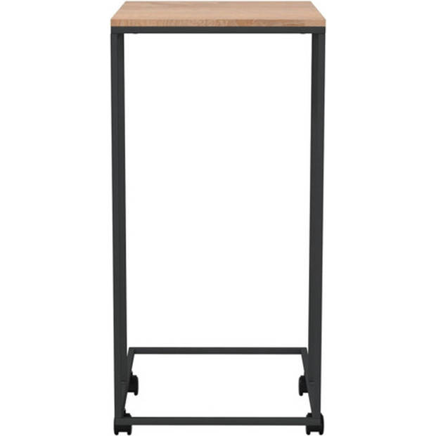The Living Store C-vormige bijzettafel - 40 x 30 x 63.5 cm - zwart/bruin - bewerkt hout/ijzer