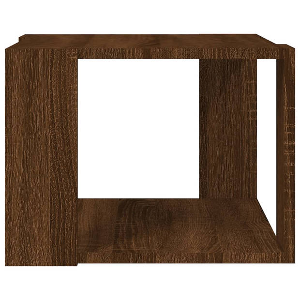 The Living Store Salontafel Bruineiken - Bewerkt hout - 40x40x30 cm - Opbergschap - Multifunctioneel