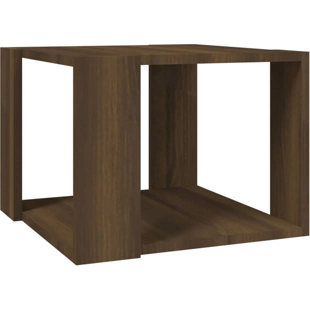The Living Store Salontafel Bruineiken - Bewerkt hout - 40x40x30 cm - Opbergschap - Multifunctioneel