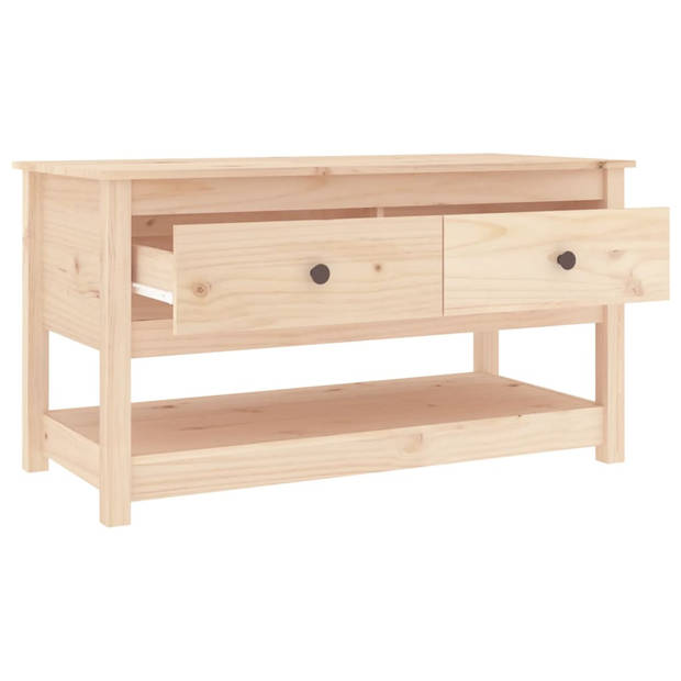 The Living Store Salontafel Grenenhout - 102 x 49 x 55 cm - Open schap en 2 lades