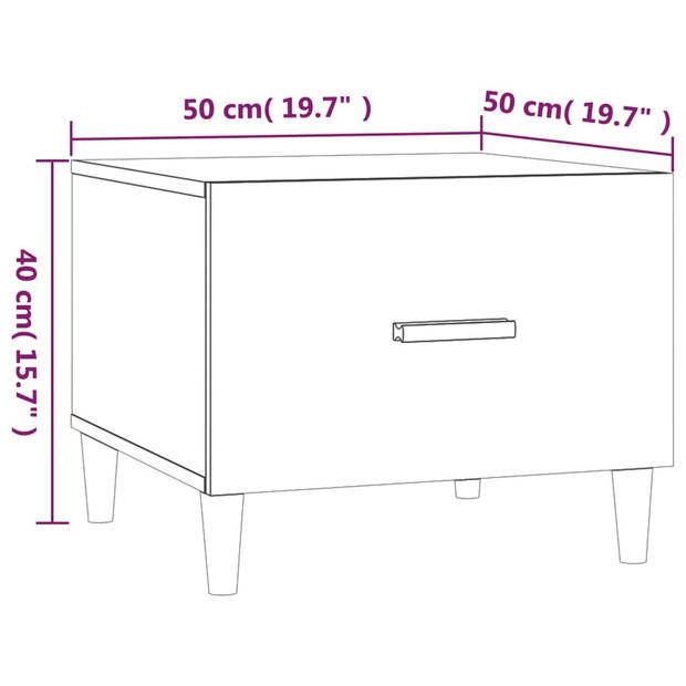 The Living Store Salontafel - Gerookt eiken - 50 x 50 x 40 cm - Stevig en functioneel