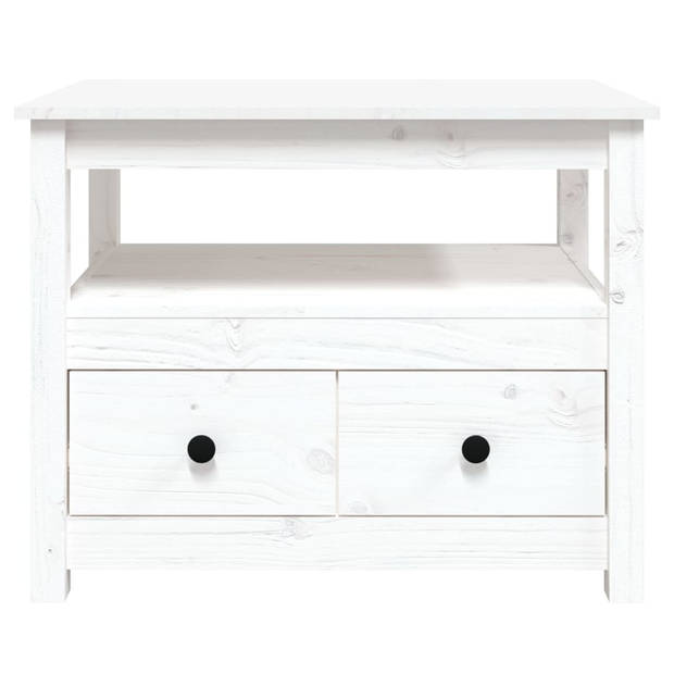 The Living Store Salontafel - Massief grenenhout - 71x49x55 cm - wit