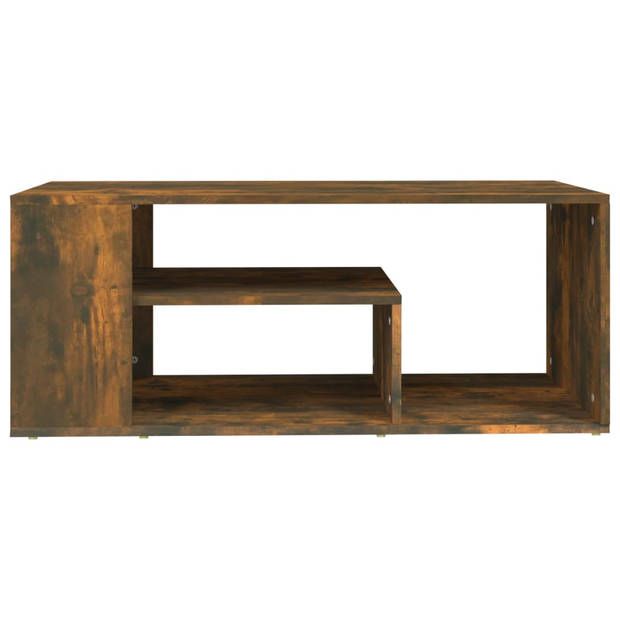 The Living Store Salontafel - Bewerkt Hout - 100x50x40 cm - Gerookt Eiken - Opbergruimte