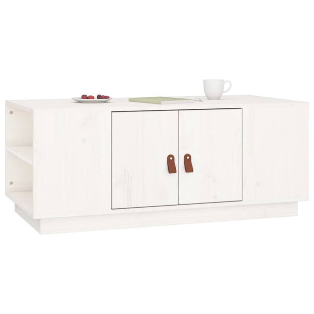 The Living Store Salontafel - Grenenhout - 100 x 50 x 41 cm - Wit