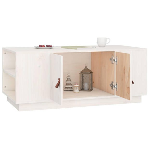 The Living Store Salontafel - Grenenhout - 100 x 50 x 41 cm - Wit