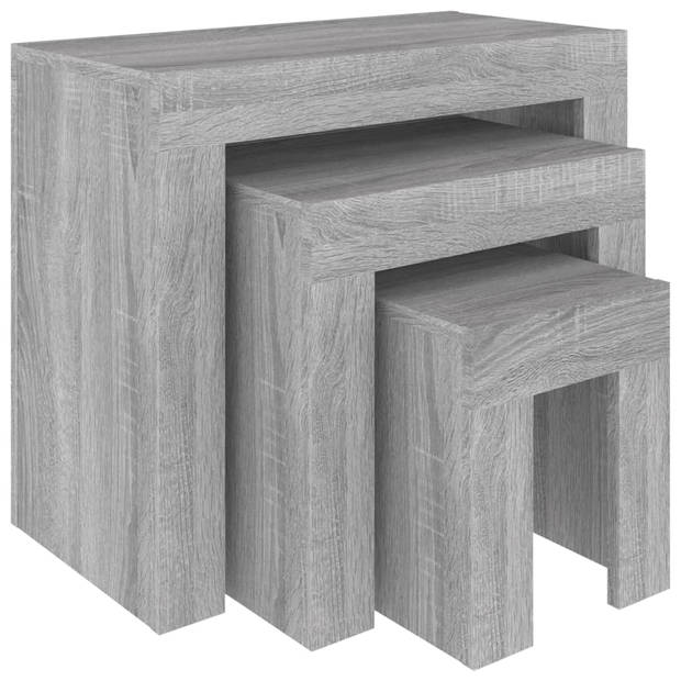 The Living Store Tafeltjesset - Grijs Sonoma Eiken - 61 x 30 x 50 cm - Bewerkt Hout