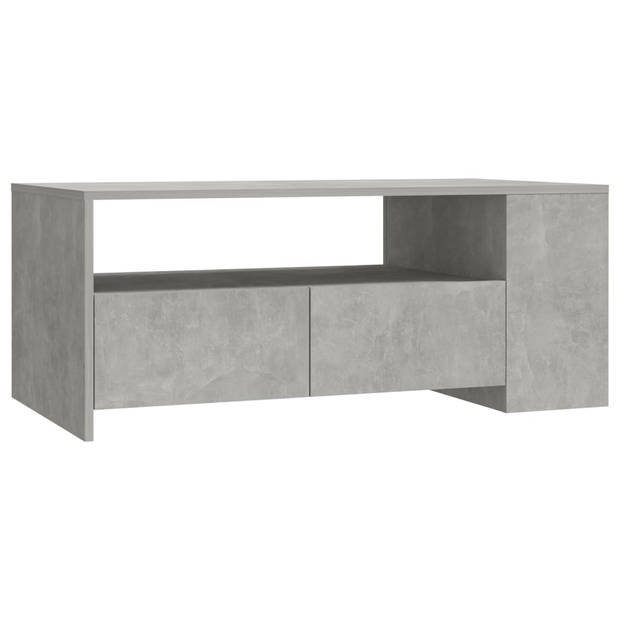 The Living Store Salontafel Betongrijs 102x55x42 cm - met opbergruimte - multifunctioneel - bewerkt hout