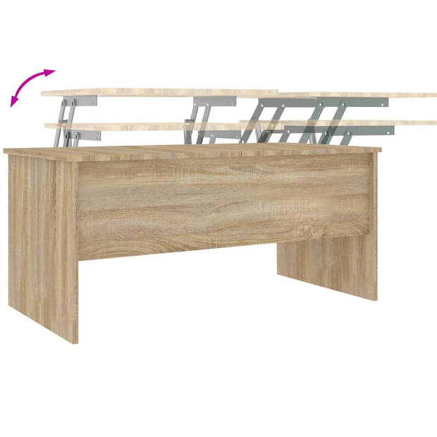 The Living Store Salontafel Sonoma Eiken - Verborgen opbergruimte - Verstelbaar tafelmechanisme - 102x50.5x46.5cm -