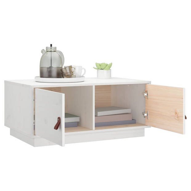 The Living Store Salontafel - Grenenhout - 80 x 50 x 35 cm - Wit