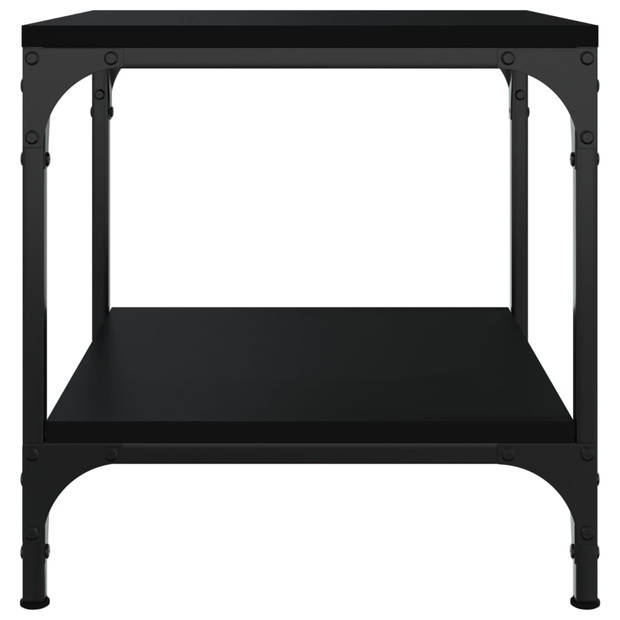 The Living Store Industriële salontafel - 50 x 50 x 40 cm - zwart - bewerkt hout en staal