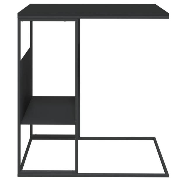 The Living Store C-vormige bijzettafel - 55 x 36 x 59.5 cm - zwart - bewerkt hout en ijzer