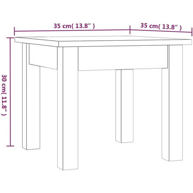 The Living Store Salontafel Grenenhout - 80x50x40 cm - Rustiek