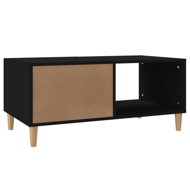 The Living Store Salontafel - bewerkt hout - 89.5 x 50 x 40 cm - zwart