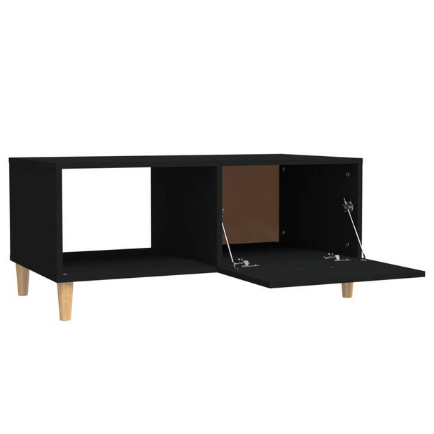 The Living Store Salontafel - bewerkt hout - 89.5 x 50 x 40 cm - zwart