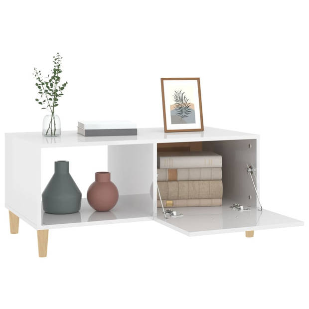 The Living Store Salontafel - Hout - 89.5 x 50 x 40 cm - Hoogglans wit