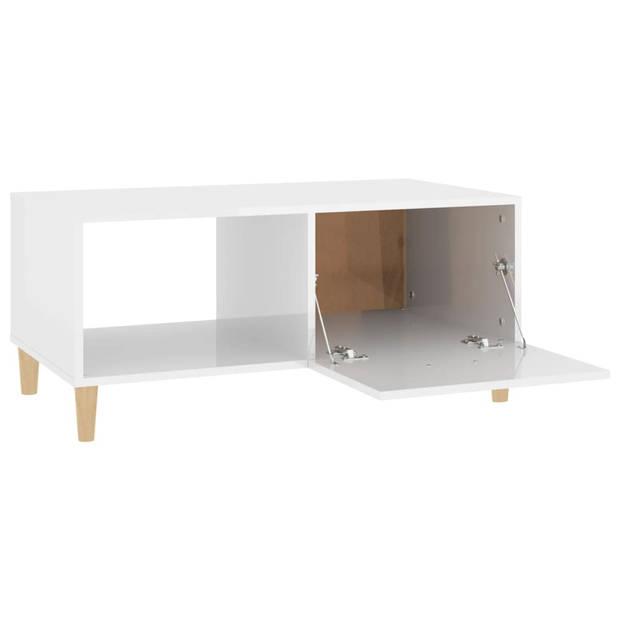 The Living Store Salontafel - Hout - 89.5 x 50 x 40 cm - Hoogglans wit