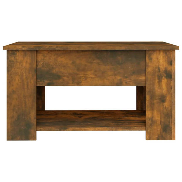 The Living Store Salontafel - Lift-top ontwerp - Bewerkt hout - 79x49x41 cm - Gerookt eiken