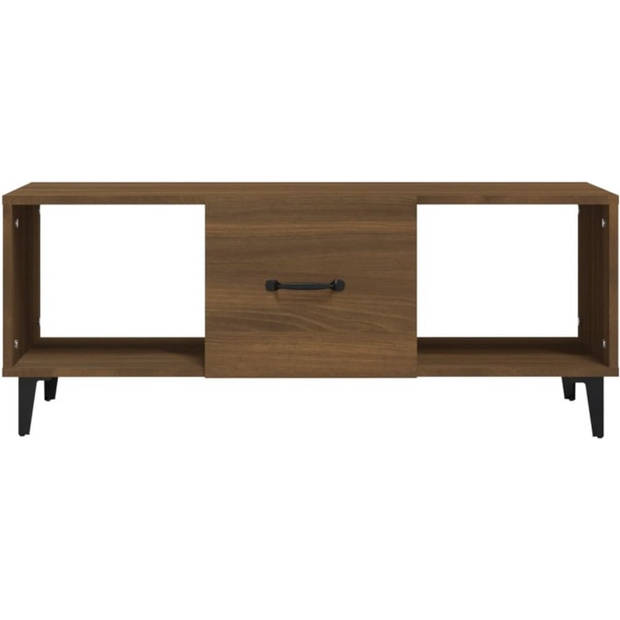 The Living Store Salontafel - Bruineiken - 102 x 50 x 40 cm - Bewerkt hout en ijzer