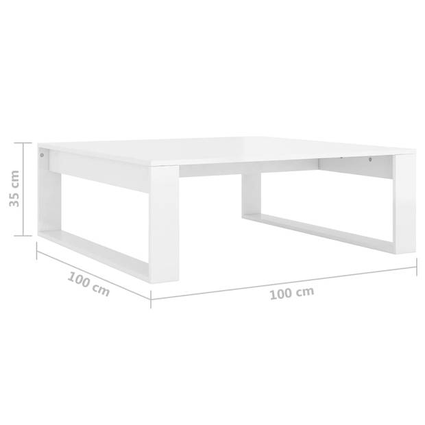 vidaXL Salontafel 100x100x35 cm bewerkt hout hoogglans wit