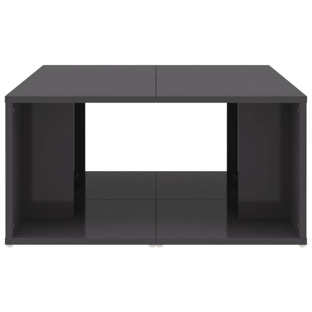 The Living Store Salontafelset - Hoogglans grijs - 66 x 66 x 33 cm - Inclusief 4 tafels