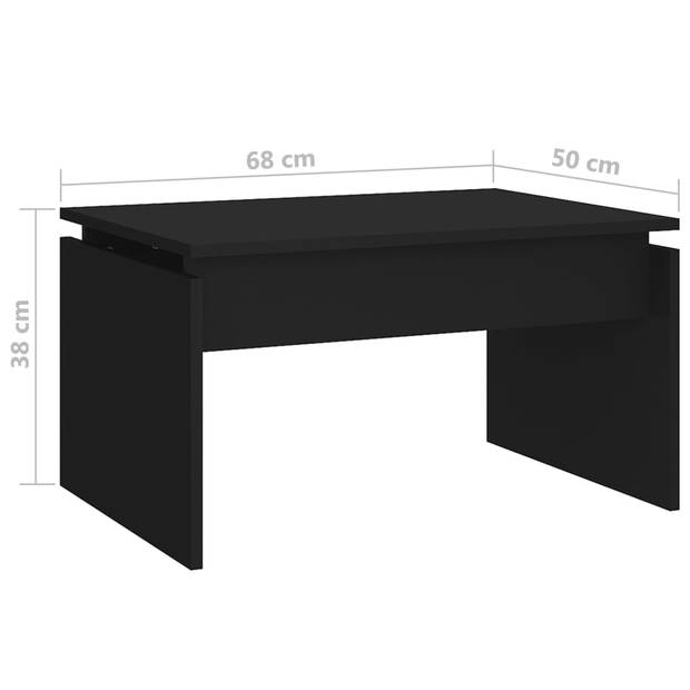 The Living Store Salontafel - Zwart - 68 x 50 x 38 cm - Spaanplaat