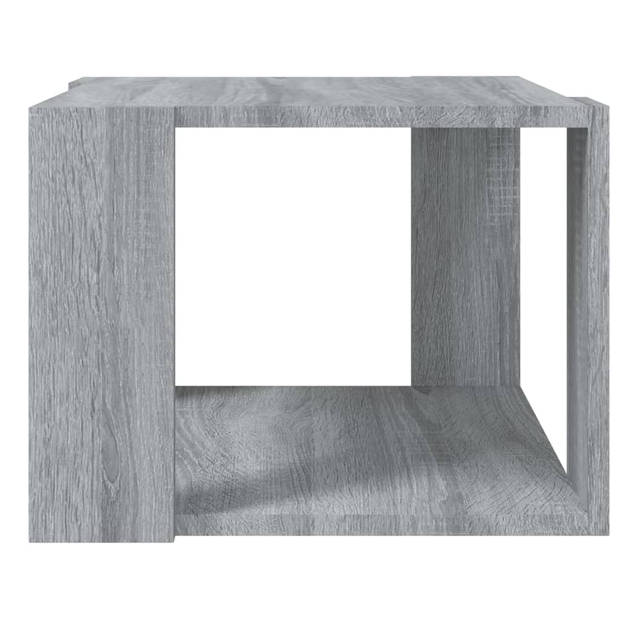 The Living Store Salontafel Bewerkt Hout - 40x40x30 cm - Opbergruimte - Grijs Sonoma Eiken