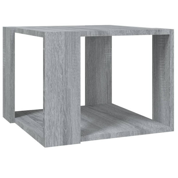 The Living Store Salontafel Bewerkt Hout - 40x40x30 cm - Opbergruimte - Grijs Sonoma Eiken