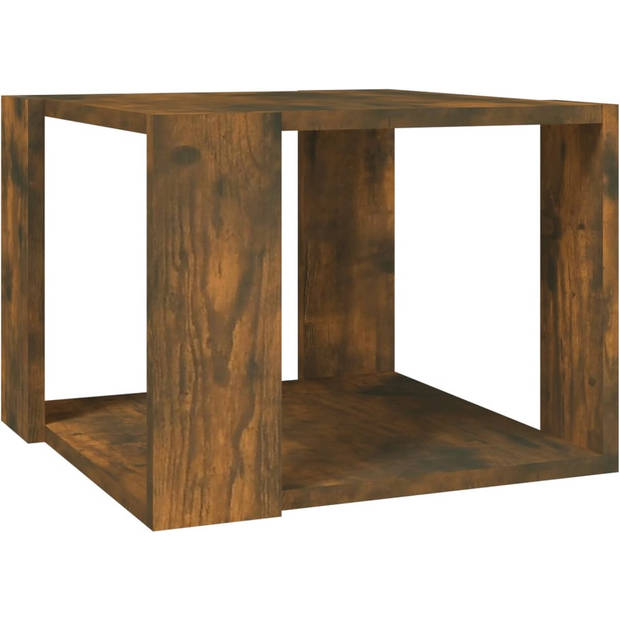 The Living Store Salontafel - Gerookt eiken - Bewerkt hout - 40x40x30cm - Opbergschap