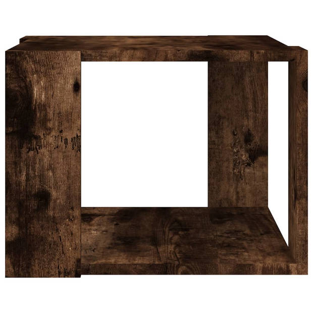 The Living Store Salontafel - Gerookt eiken - Bewerkt hout - 40x40x30cm - Opbergschap