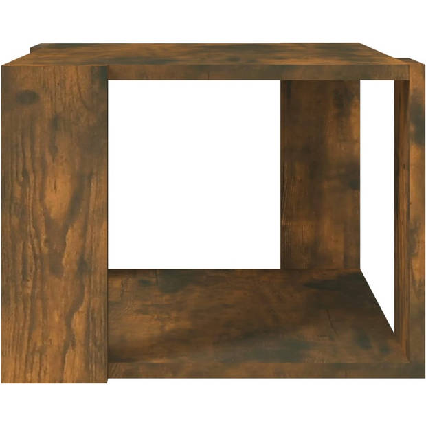 The Living Store Salontafel - Gerookt eiken - Bewerkt hout - 40x40x30cm - Opbergschap