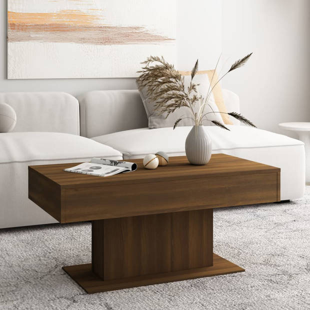 The Living Store Salontafel Brown Oak s - Coffee Table 96x50x45cm - High-Quality Wood