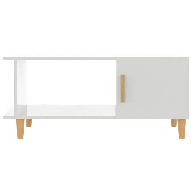 The Living Store Salontafel - Hoogglans wit - 90 x 50 x 40 cm -steve - opbergvak - minimalistisch design