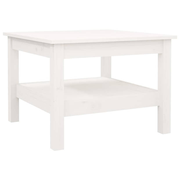 The Living Store Salontafel Houten - Massief Grenenhout - 55x55x40cm - Wit