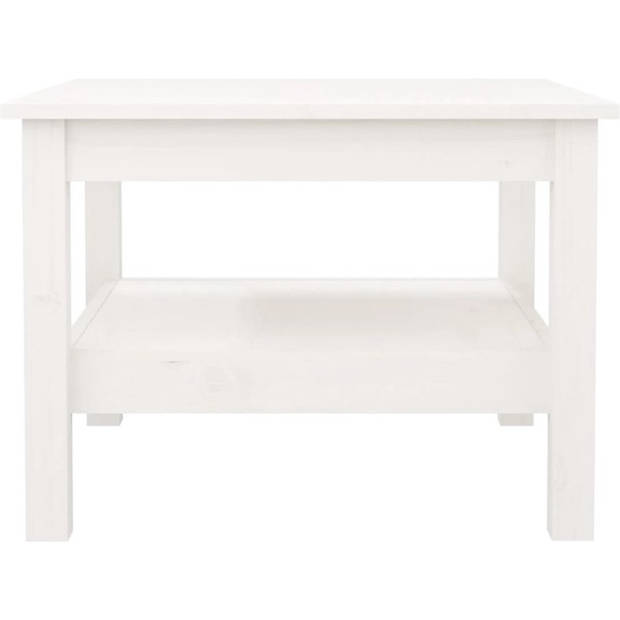 The Living Store Salontafel Houten - Massief Grenenhout - 55x55x40cm - Wit