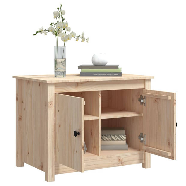 The Living Store Salontafel Grenenhout - Bijzettafel - 71 x 49 x 55 cm - Opbergruimte